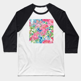 Preppy colors flowers and butterflies watercolor Baseball T-Shirt